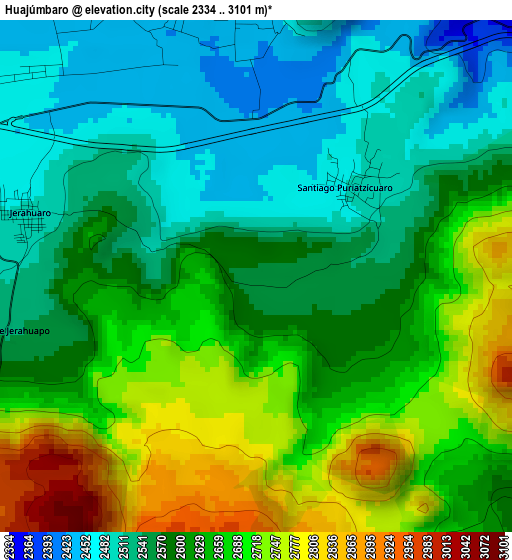 Huajúmbaro elevation map