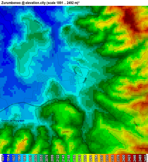 Zurumbeneo elevation map