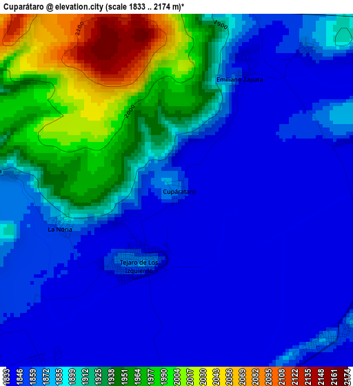 Cuparátaro elevation map