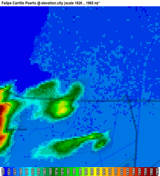 Felipe Carrillo Puerto elevation map