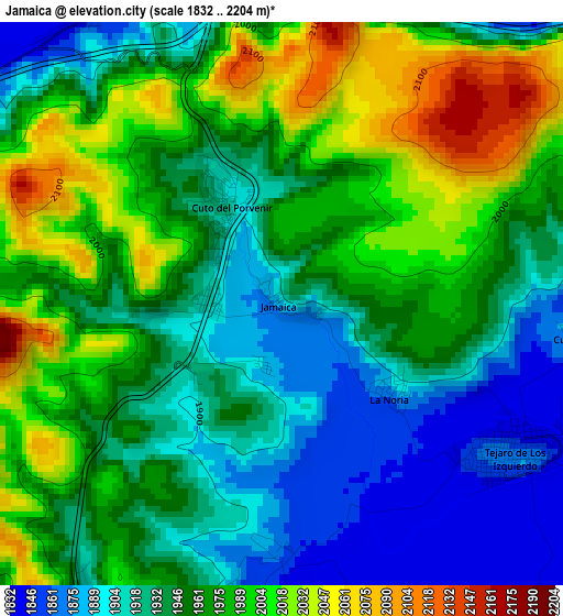 Jamaica elevation map