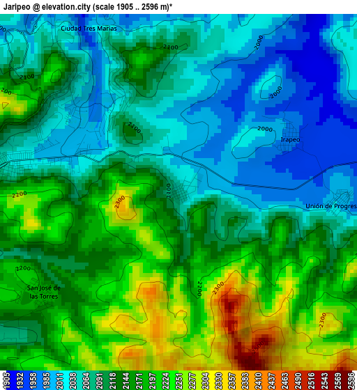 Jaripeo elevation map