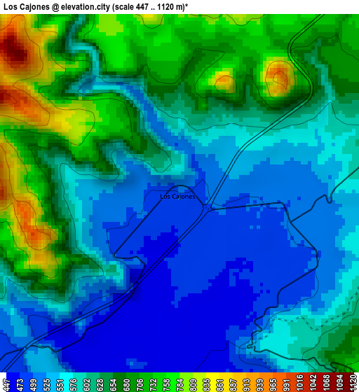 Los Cajones elevation map