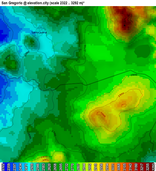 San Gregorio elevation map