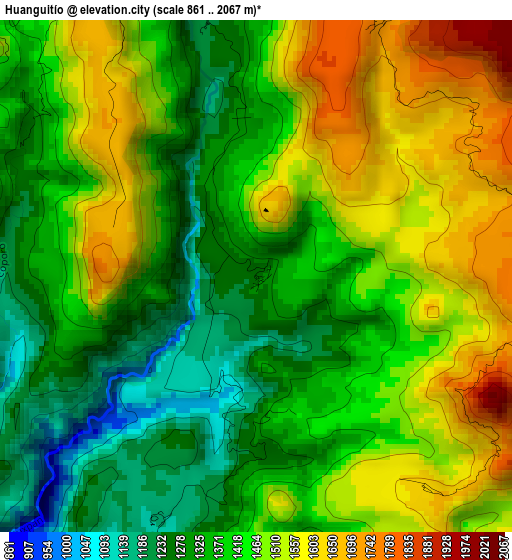 Huanguitío elevation map