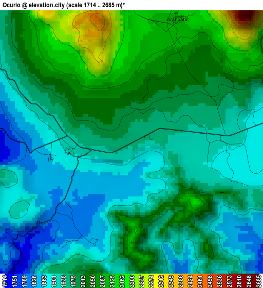 Ocurio elevation map