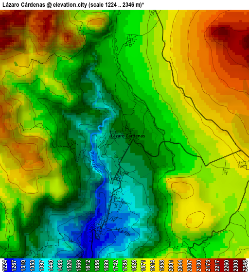 Lázaro Cárdenas elevation map