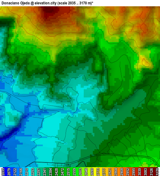 Donaciano Ojeda elevation map