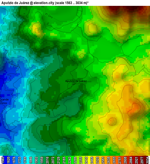 Aputzio de Juárez elevation map