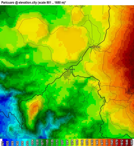 Parícuaro elevation map