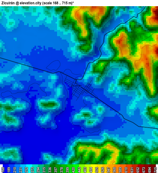 Zicuirán elevation map