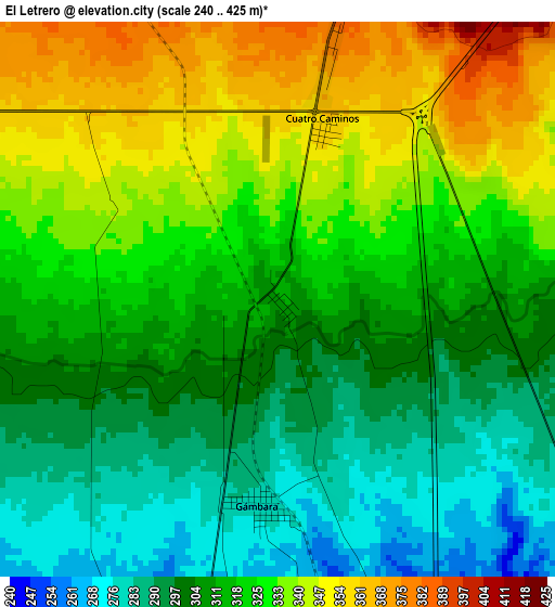 El Letrero elevation map