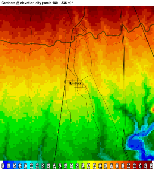 Gambara elevation map