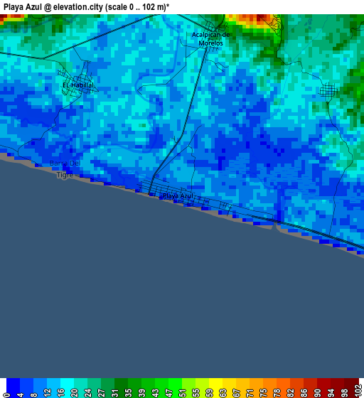 Playa Azul elevation map