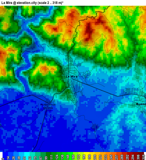 La Mira elevation map