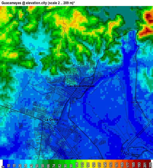 Guacamayas elevation map