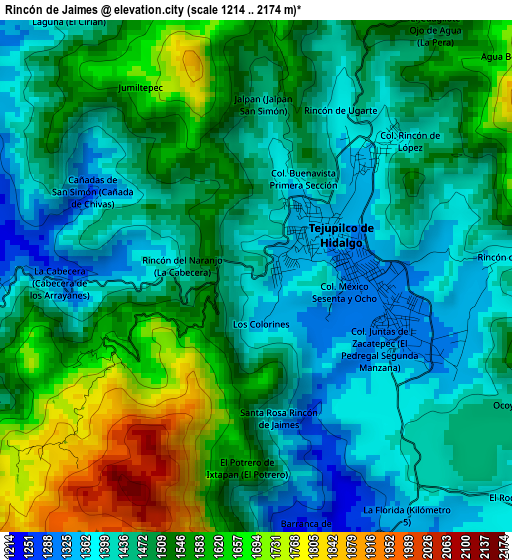 Rincón de Jaimes elevation map