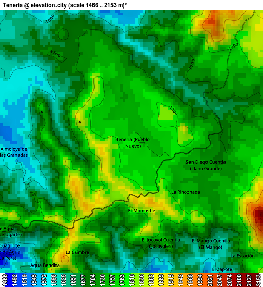 Tenería elevation map