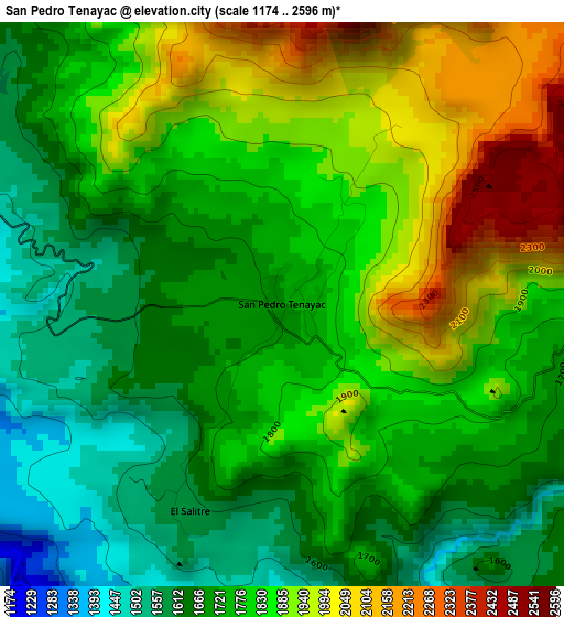 San Pedro Tenayac elevation map