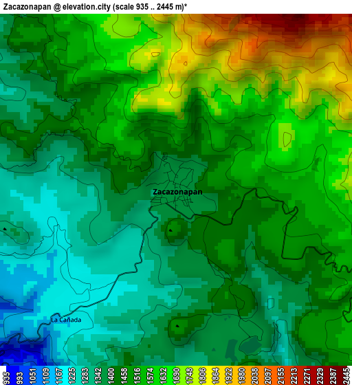 Zacazonapan elevation map