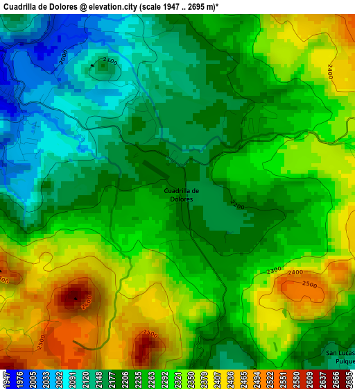 Cuadrilla de Dolores elevation map