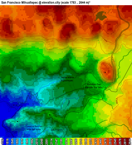 San Francisco Mihualtepec elevation map