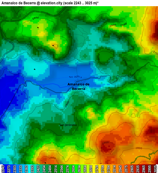 Amanalco de Becerra elevation map