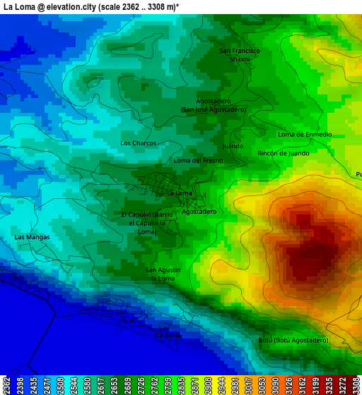 La Loma elevation map