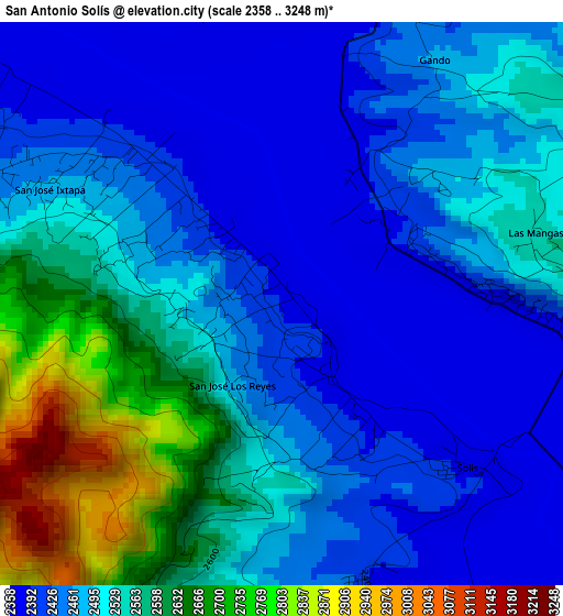 San Antonio Solís elevation map