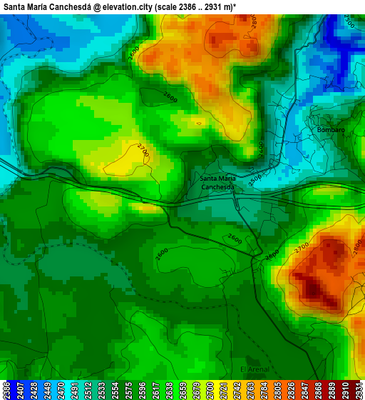 Santa María Canchesdá elevation map