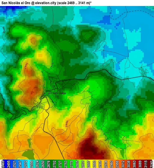 San Nicolás el Oro elevation map