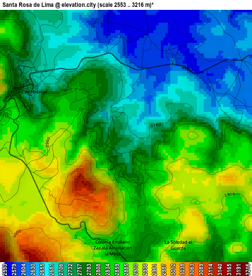 Santa Rosa de Lima elevation map