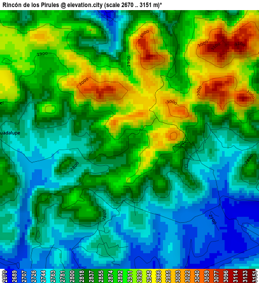 Rincón de los Pirules elevation map