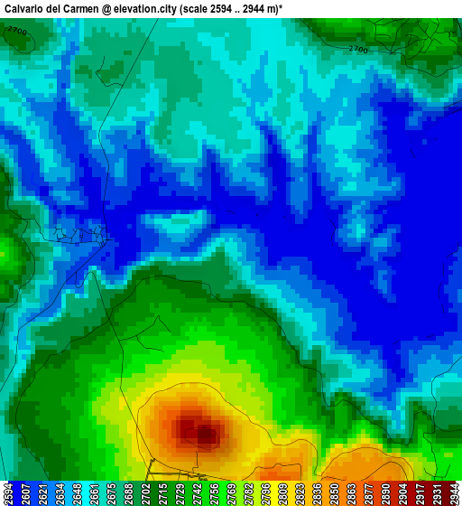 Calvario del Carmen elevation map