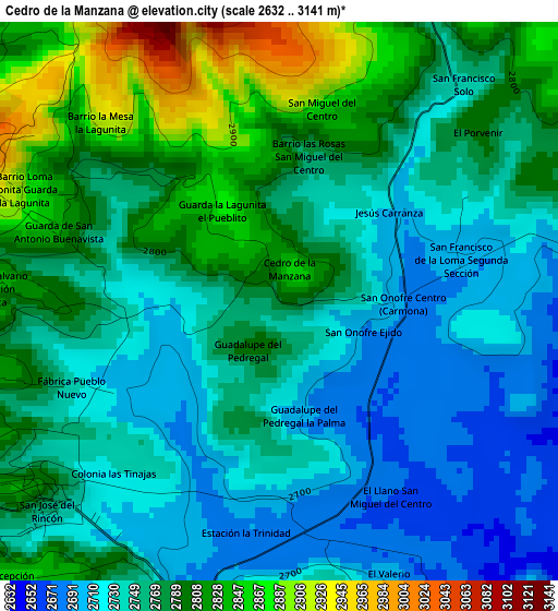 Cedro de la Manzana elevation map