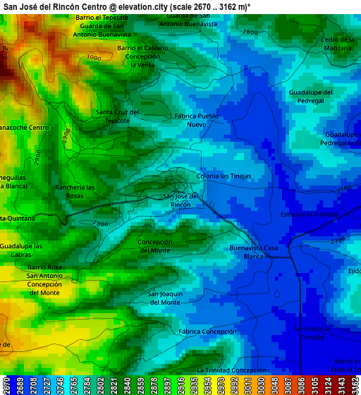 San José del Rincón Centro elevation map