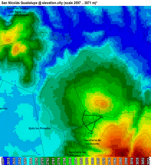 San Nicolás Guadalupe elevation map