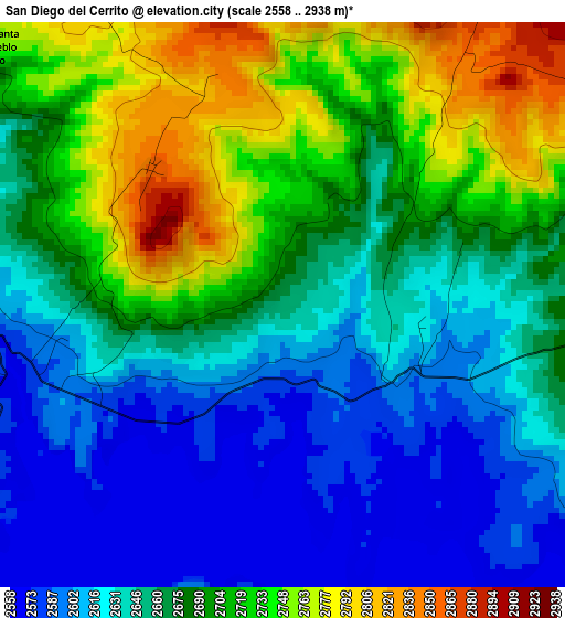 San Diego del Cerrito elevation map