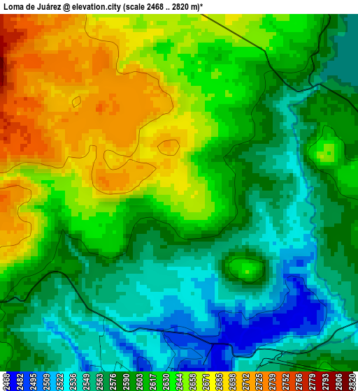 Loma de Juárez elevation map