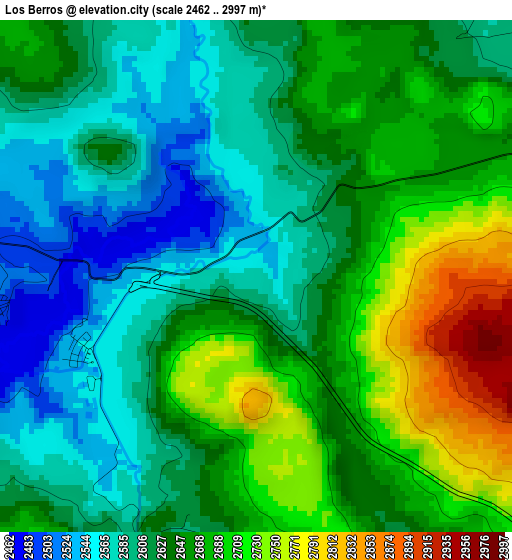 Los Berros elevation map