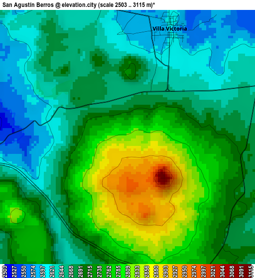 San Agustín Berros elevation map