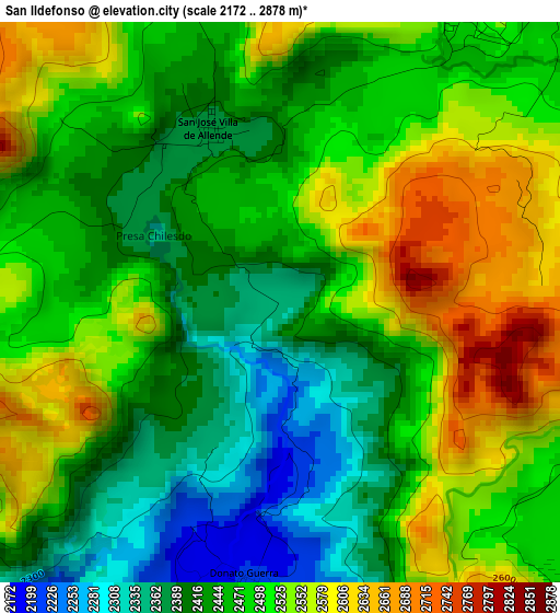 San Ildefonso elevation map