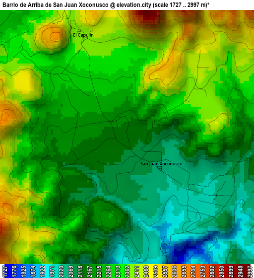 Barrio de Arriba de San Juan Xoconusco elevation map