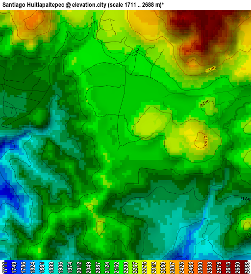 Santiago Huitlapaltepec elevation map