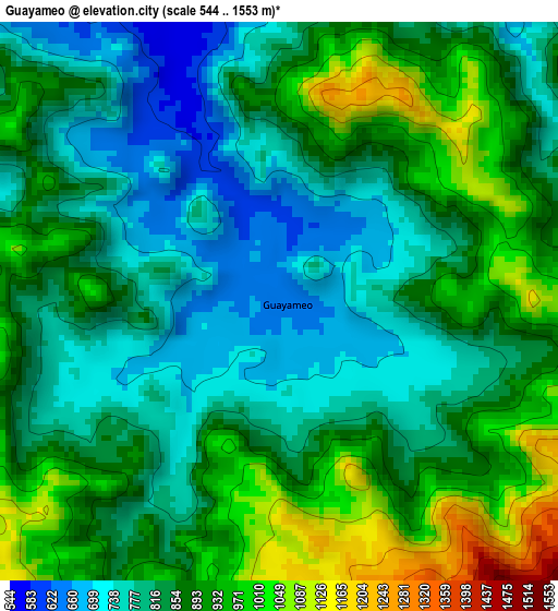 Guayameo elevation map