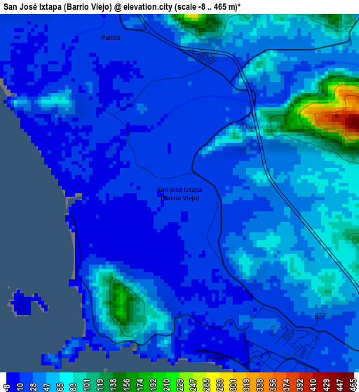 San José Ixtapa (Barrio Viejo) elevation map