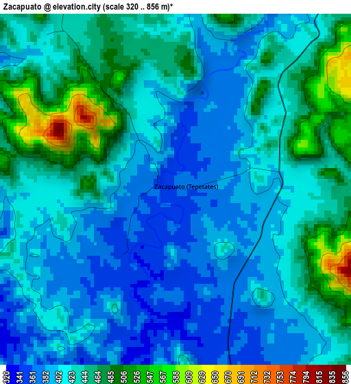 Zacapuato elevation map