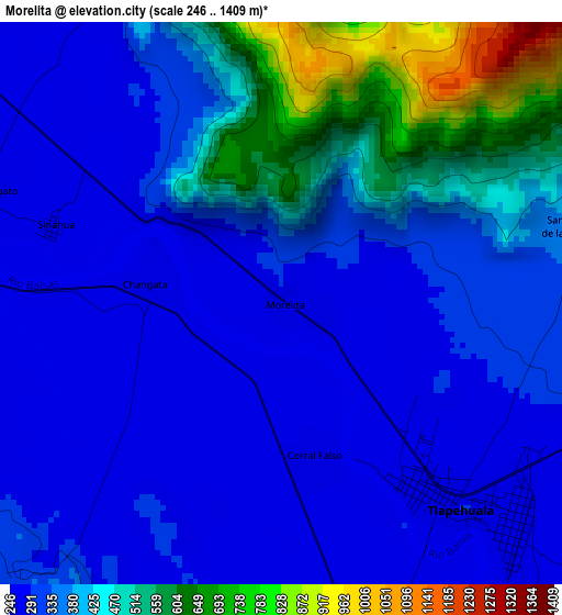 Morelita elevation map