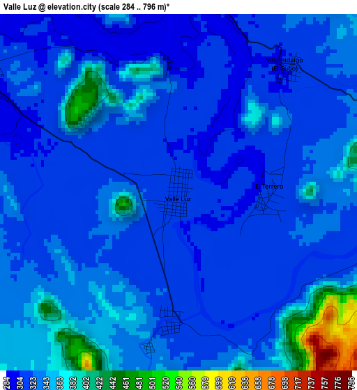 Valle Luz elevation map