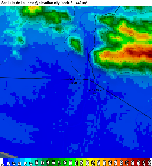 San Luis de La Loma elevation map